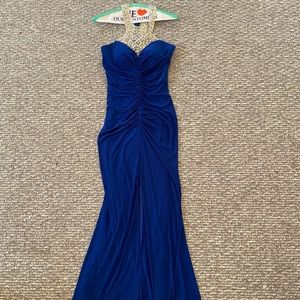 Royal Blue Slit Prom Dress